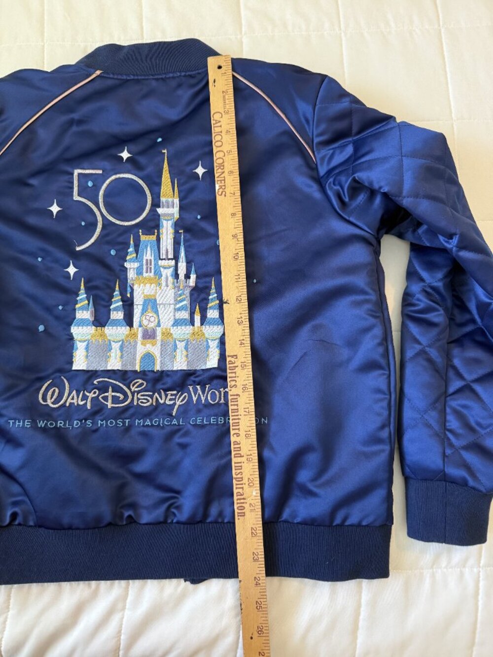 Disney Parks 50th Anniversary Satin Bomber Jacket Castle Mickey Size M - Picture 6 of 12